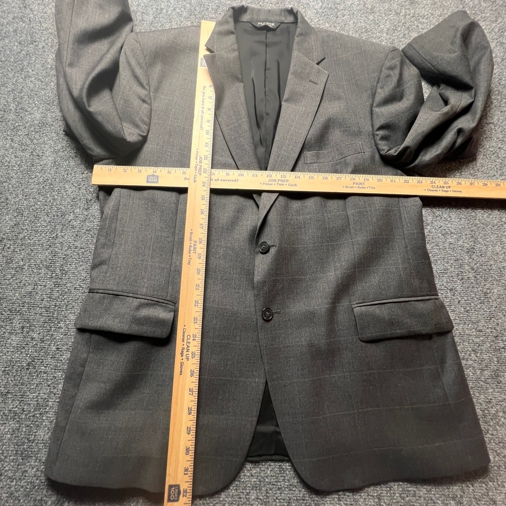 Jos. A. Bank Travelers Collection Gray Windowpane 100% Wool Blazer Jacket 46R - Picture 3 of 13